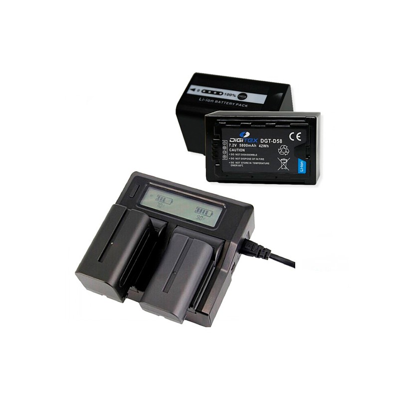 PACK 2 DIGITEX (Compatible con Panasonic VW-VBD58E)-BATER&Iacute;AS Y CARGADORES-Apodax