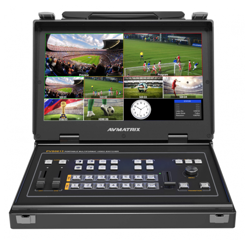 AVMATRIX Portable 6-Ch SDI/HDMI Multi-Format Streaming Switcher with 13.3" Display-MEZCLADORES-Apodax