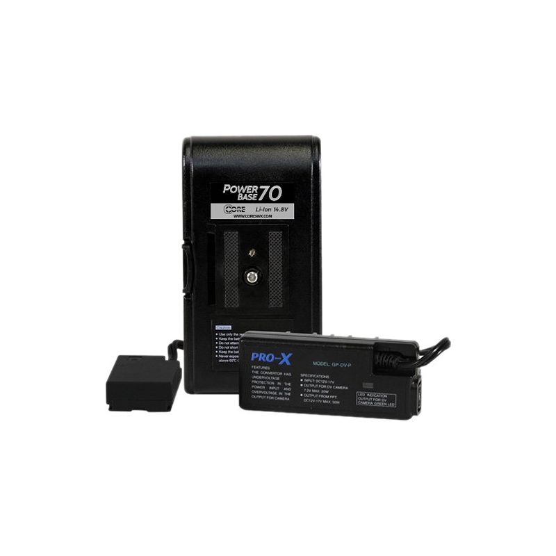 Core SWX PowerBase 70 Battery for Panasonic DV, HPX, HVX Cameras (12" Cable)-CORE SWX-Apodax