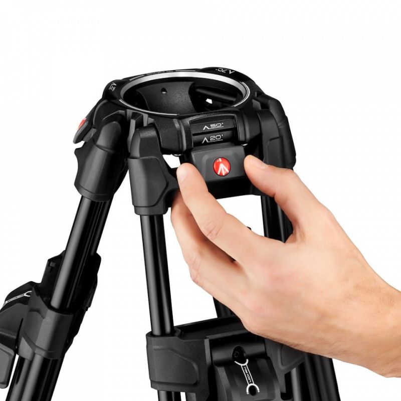 Manfrotto Tripode video en aluminio pata doble Fast 645. Para semi esfera 100/75-TRIPODES Y MONOPIES-Apodax