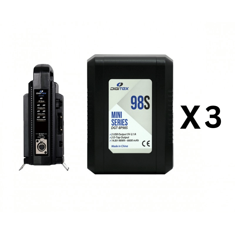 Pack 3 Digitex Mini Series DGT-BP98s + DGT-BP2-PACK BATER&Iacute;A Y CARGADOR-Apodax